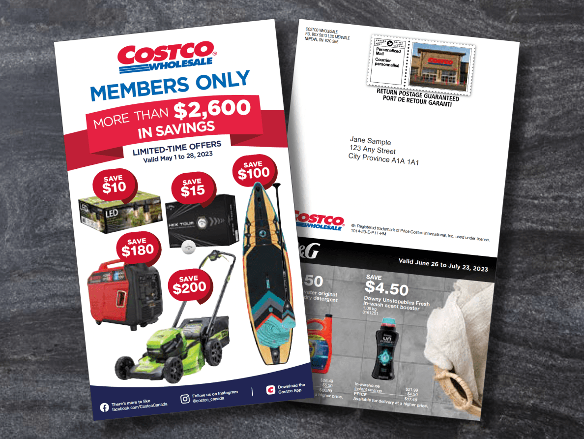 A direct mail piece from a Costco marketing campaign.