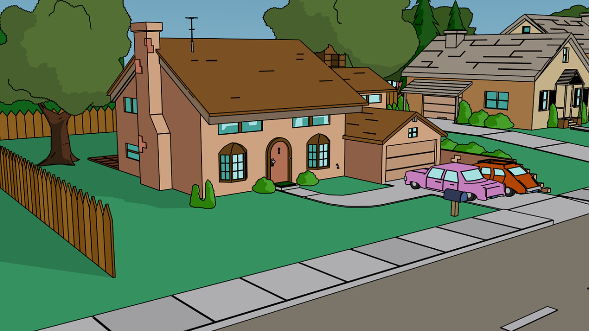 Point de vue extérieur de la demeure des Simpson de la célèbre série du réseau Fox.