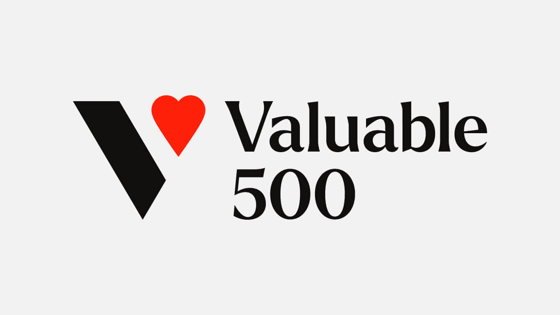 Logo de The Valuable 500, mouvement qui réunit 500 chefs d’entreprise dans la lutte contre l’exclusion liée au handicap.